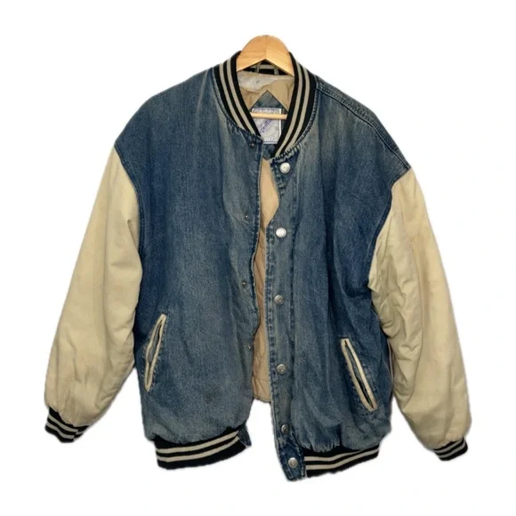 Vintage | Jackets & Coats | Denim Varsity Bomber Jacket